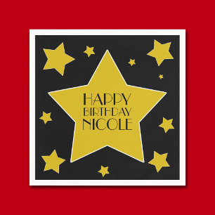 Servilleta De Papel Oro y cumpleaños negro de las estrellas de