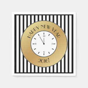Servilleta De Papel Oro y las rayas caen a medianoche feliz año nuevo