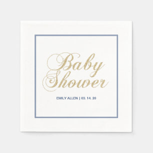 Servilleta De Papel Oro y marina   Napkin de papel Baby Shower de Chic