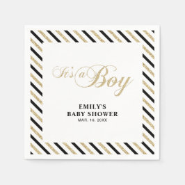 Servilleta De Papel Oro y negro | Napkin de papel Baby Shower de Chico