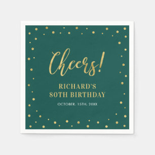 Servilleta De Papel Oro y verde   Elegante fiesta de cumpleaños para a