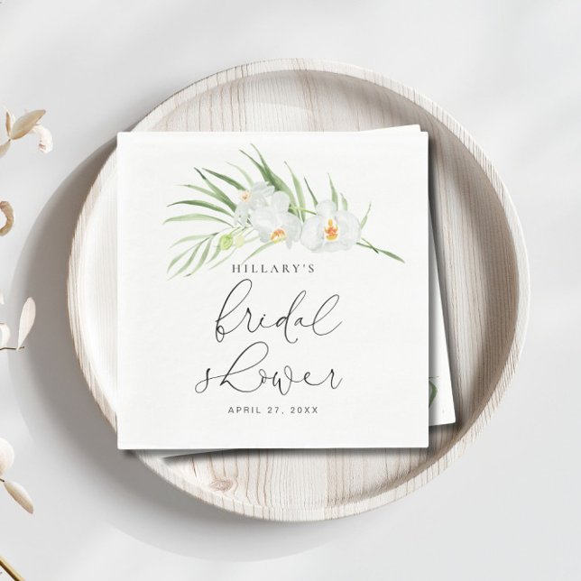 Servilleta De Papel Orquídea Blanca | Elegante ducha tropical de novia (Subido por el creador)
