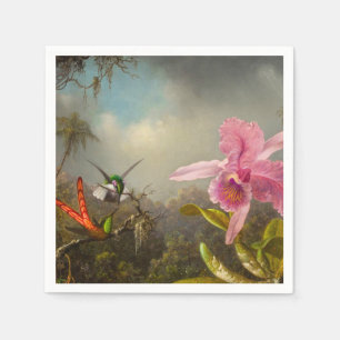Servilleta De Papel Orquídea con dos Hummingbirds Heade