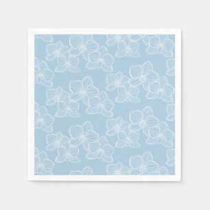 Servilleta De Papel Orquídea lineal Floral botánico chic cielo azul