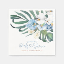 Orquídeas azules y hojas de palma Tropical elegant