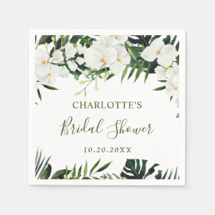 Servilleta De Papel Orquídeas Blancas Elegantes Ducha de Novia Bohemia