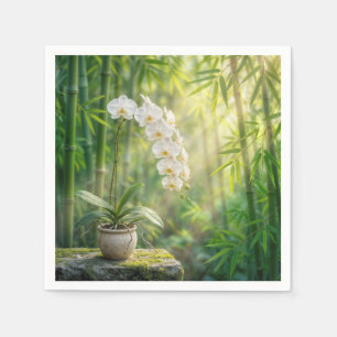 Servilleta De Papel Orquídeas blancas en bosque de bambú