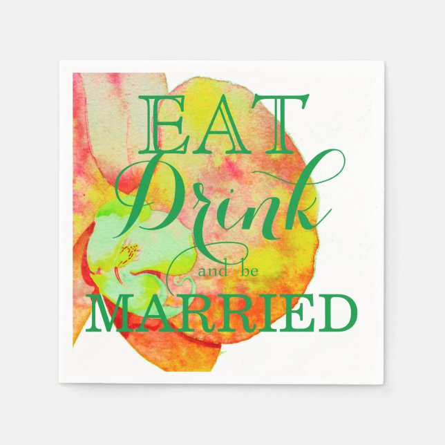 Servilleta De Papel orquídeas caribeñas, flores acuáticas tropicales (Anverso)