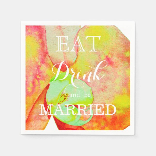 Servilleta De Papel orquídeas caribeñas, flores acuáticas tropicales (Anverso)