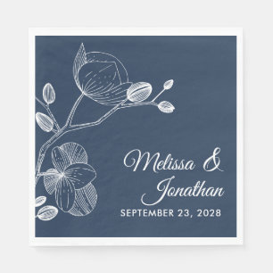 Servilleta De Papel Orquídeas elegantes boda azul floral