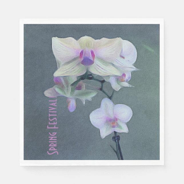 Servilleta De Papel Orquídeas En Tonos Púrpura (Anverso)