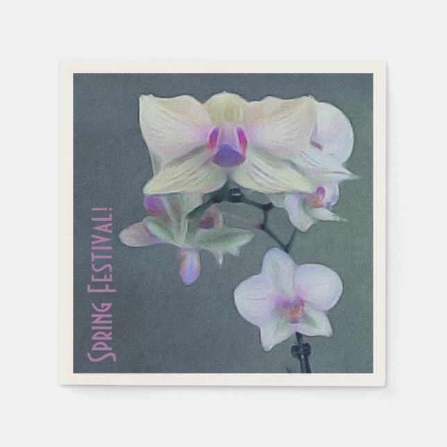 Servilleta De Papel Orquídeas En Tonos Púrpura (Anverso)