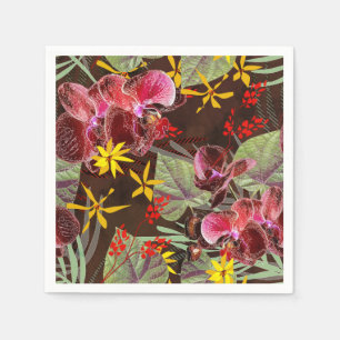 Servilleta De Papel orquídeas rojas.