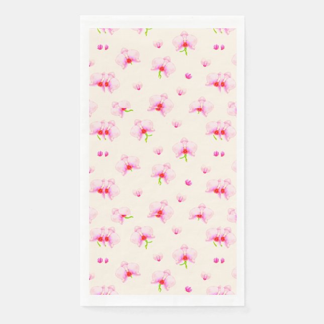 Servilleta De Papel Orquídeas rosadas pastel (Anverso)