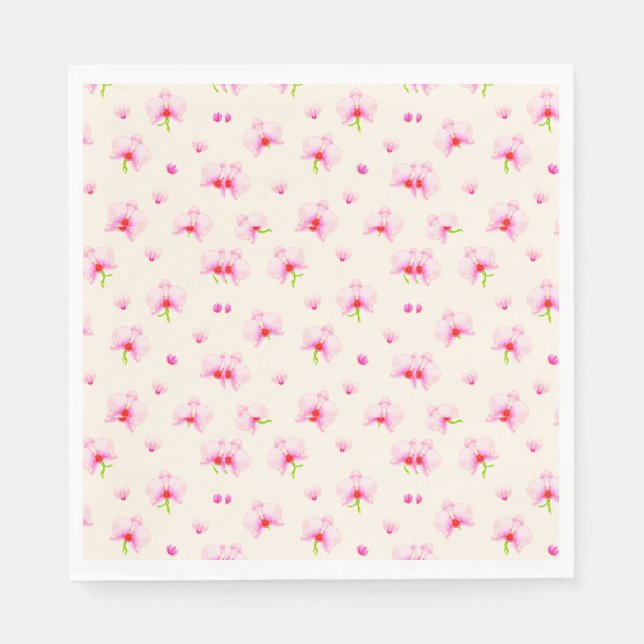 Servilleta De Papel Orquídeas rosadas pastel (Anverso)