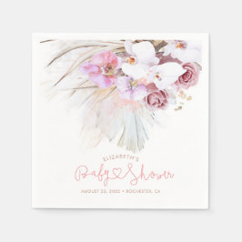Servilleta De Papel Orquídeas rosas y pampas Boho elegante