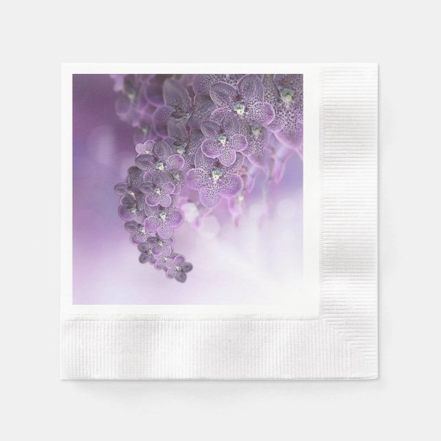 Servilleta De Papel orquídeas violetas moradas florecientes de flores (Anverso)