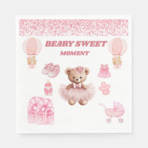 Servilleta De Papel OSA ROSA PRECIOSA Osito de peluche Baby Shower 6,5