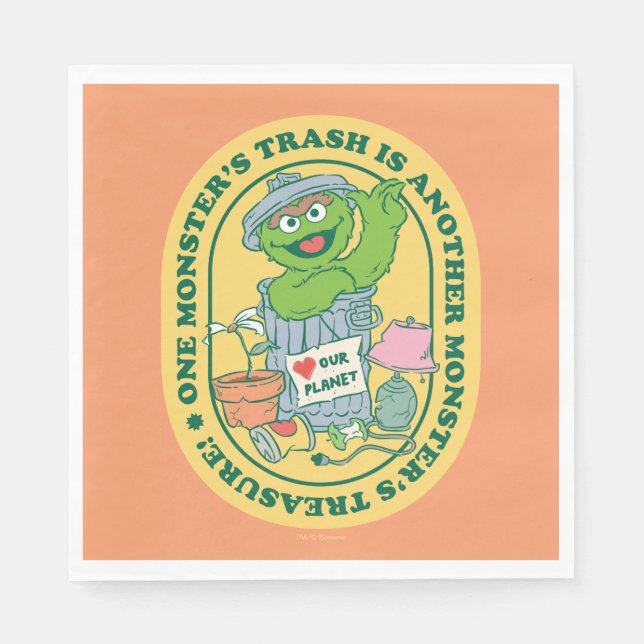 Servilleta De Papel Oscar el Grouch | Monster Treasure Badge (Anverso)