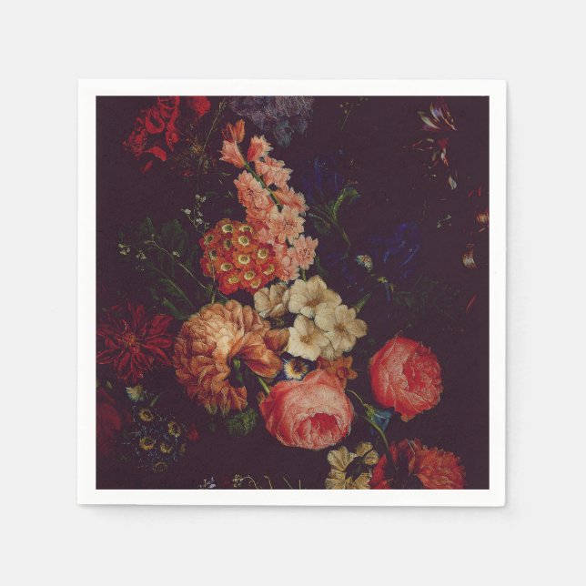 Servilleta De Papel Oscuro elegante Burgundy Moody Floral (Anverso)