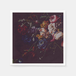 Servilleta De Papel Oscuro elegante Burgundy Moody Floral