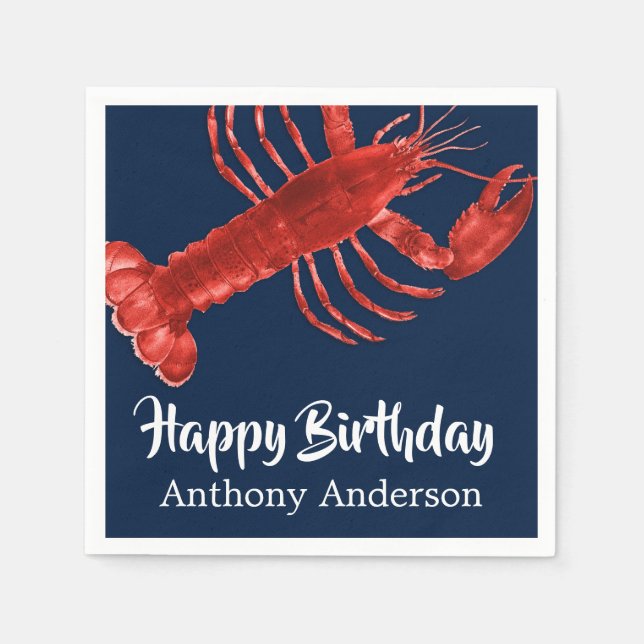 Servilleta De Papel Oscuro Lobster Azul Tema Divertido Personalizado d (Anverso)