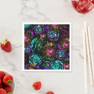 Servilleta De Papel Oscuro País de las Maravillas Glamour Audaz Floral