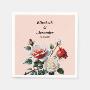 Servilleta De Papel Oscuro Rosado blanco rojo rosas floral boda