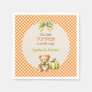 Servilleta De Papel Osito de cuadros de otoño con calabaza