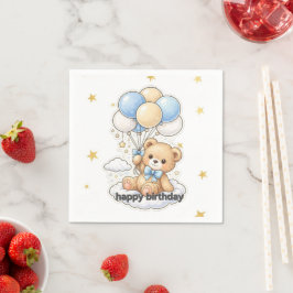 Servilleta De Papel "Osito de peluche lindo con globos Cumpleaños niño