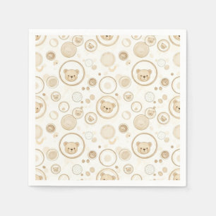 Servilleta De Papel Osito de peluche neutral círculo patrón beige bebé