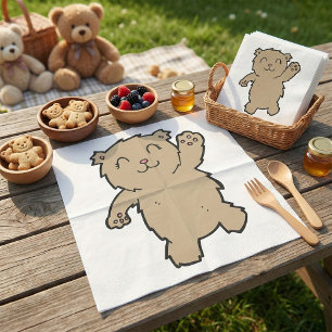 Servilleta De Papel Oso Adorable Sonriendo Agitando