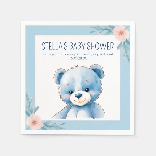 Servilleta De Papel Oso azul flufado (Anverso)