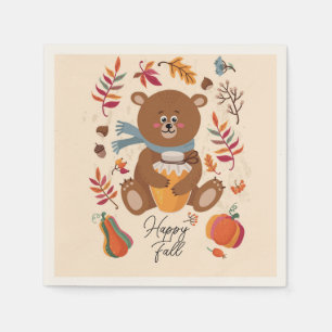 Servilleta De Papel Oso bebé otoñal lindo con miel y texto personaliza