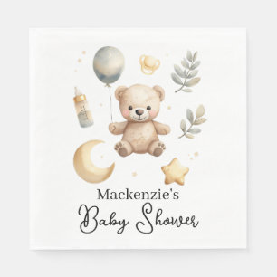 Servilleta De Papel Oso Celestial de Peluche en Acuarela Baby Shower