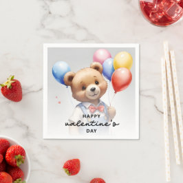 Servilleta De Papel Oso De Acuarela De Color Cutáneo el día de San Val