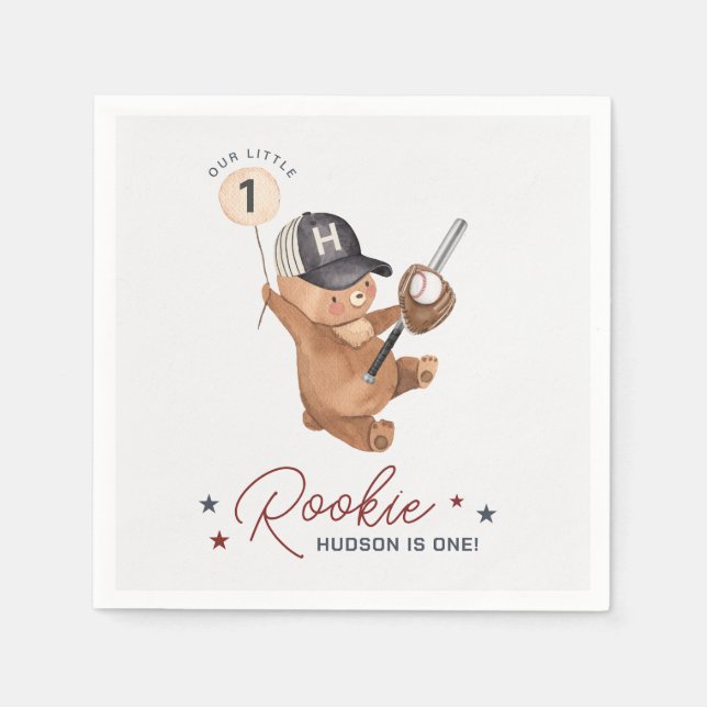 Servilleta De Papel Oso de cumpleaños de Rookie (Anverso)