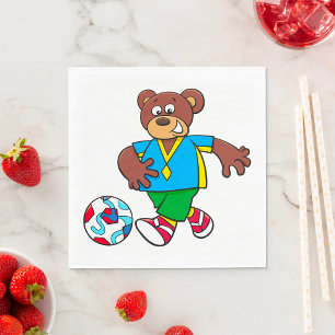 Servilleta De Papel Oso de fútbol jugando fútbol con uniforme deportiv