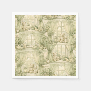 Servilleta De Papel Oso de guardería neutral beige patrón (2)