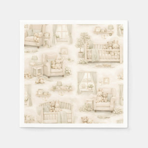 Servilleta De Papel Oso de guardería neutral habitación beige patrón
