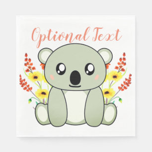 Servilleta De Papel Oso de Koala lindo con flores