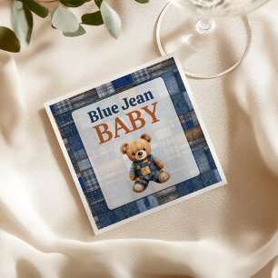 Servilleta De Papel Oso de mezclilla rústica de patchwork Azul Celebra