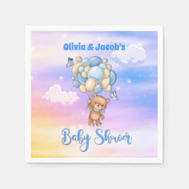 Servilleta De Papel Oso de peluche azul para baby shower de niño