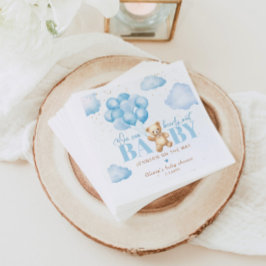 Servilleta De Papel Oso de peluche azul podemos esperar bebe ducha beb