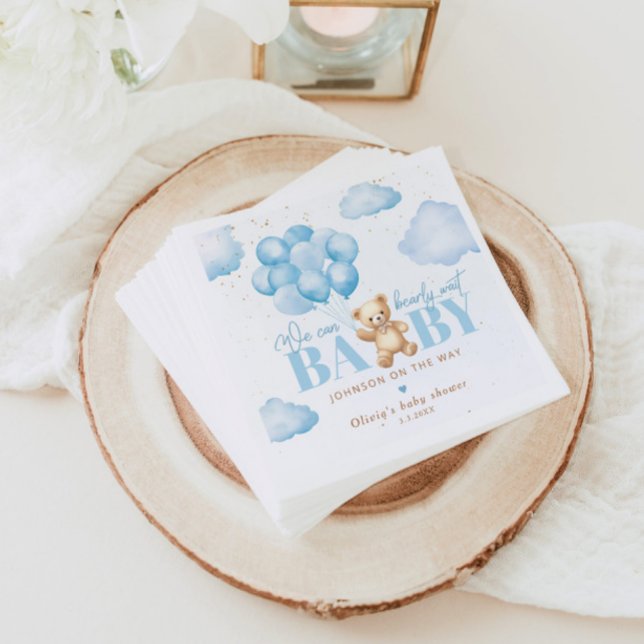 Servilleta De Papel Oso de peluche azul podemos esperar bebe ducha beb (Subido por el creador)