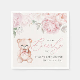 Servilleta De Papel Oso de peluche Bearly Wait Peonía Cumple de bebé P