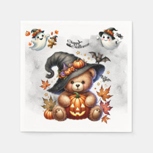 Servilleta De Papel Oso de peluche brujo de Halloween