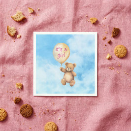 Servilleta De Papel Oso de peluche chica de globo flotante ducha bebé