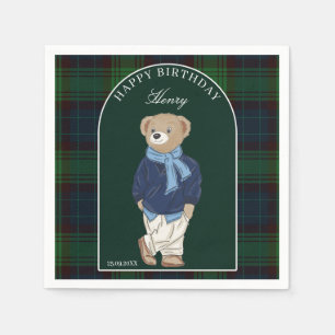 Servilleta De Papel Oso de peluche clásico a cuadros cumpleaños person