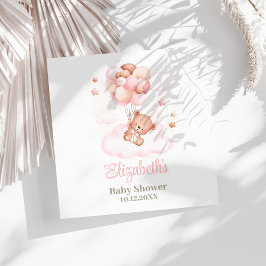 Servilleta De Papel Oso de peluche con globos rosados Baby Shower